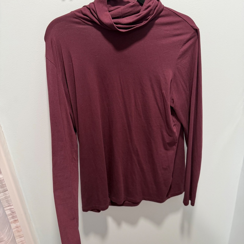 Lands End Turtleneck Top Burgundy XL 18 Classic Minimalist Work Office Casual